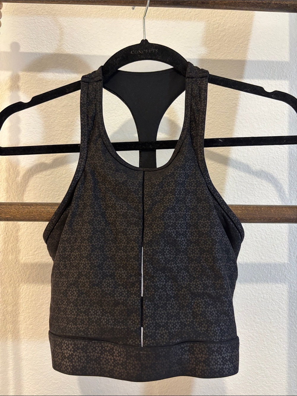ZYIA Black Patterned Racerback Sports Bra